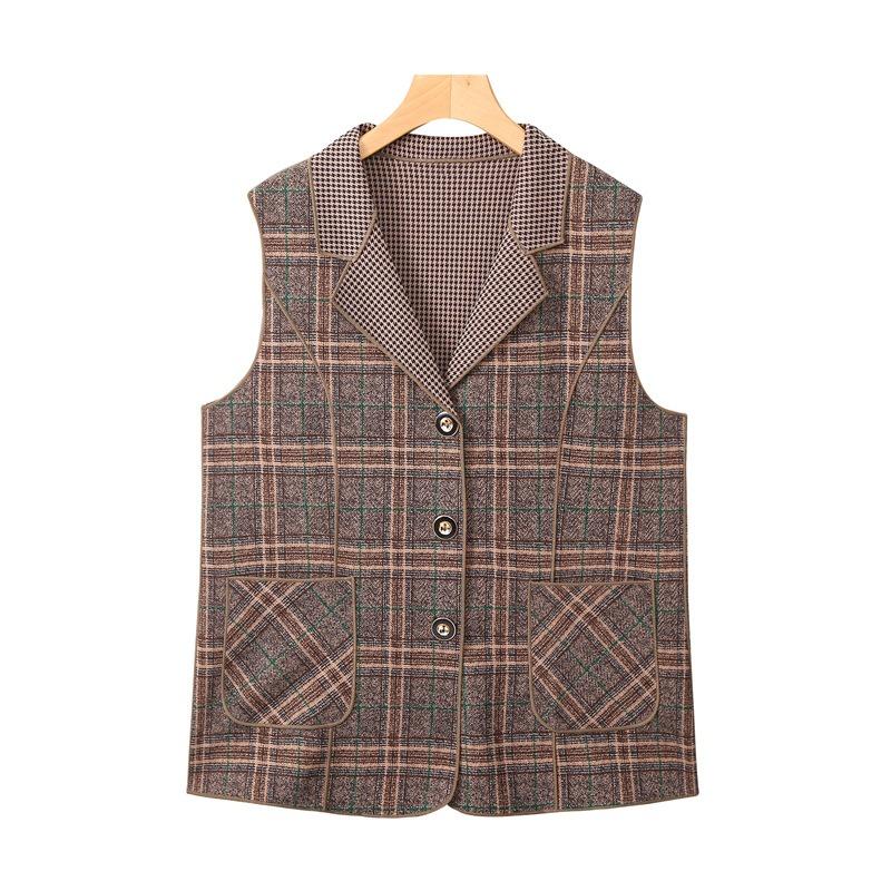 

vest, plaid lapel vest, vest, women s short outer vest. 5XL