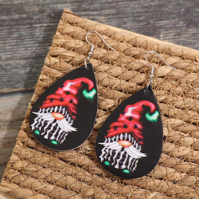 Santa Claus Leather Dangle Earrings - European & American Christmas Jewelry