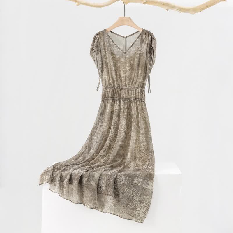 IHIMI Women s Vintage Paisley Print Resort Maxi Dress S