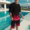 Männer Sets Kausalen Rundhals Flamme Drucken T-shirt Shorts Sport Lauf Anzug männer Shirts Trainingsanzüge Kurzarm Sportswear Mann