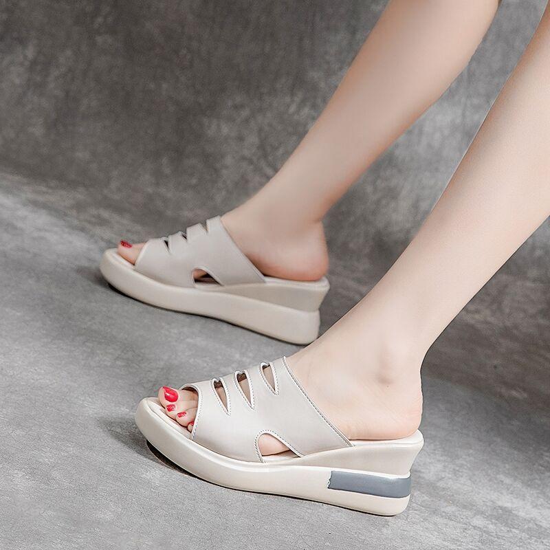 Sexy Open Toe Black Platform Shoes For Women Summer Outdoor Slippers Fashion Hollow Out Wedge Sandals Ladies Elegant Party Shoes