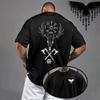Cotton Mens T-shirt Printing Casual Short Sleeve Outdoors Fitness Sports Jogging Loose Tees Black White Running T-shirt Summer