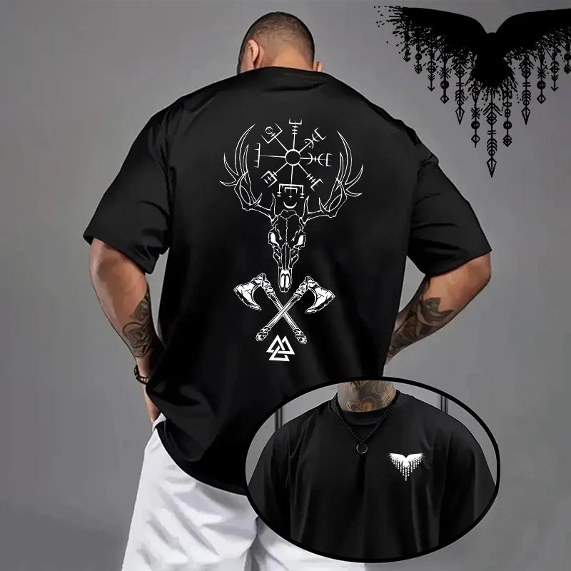 Cotton Mens T-shirt Printing Casual Short Sleeve Outdoors Fitness Sports Jogging Loose Tees Black White Running T-shirt Summer