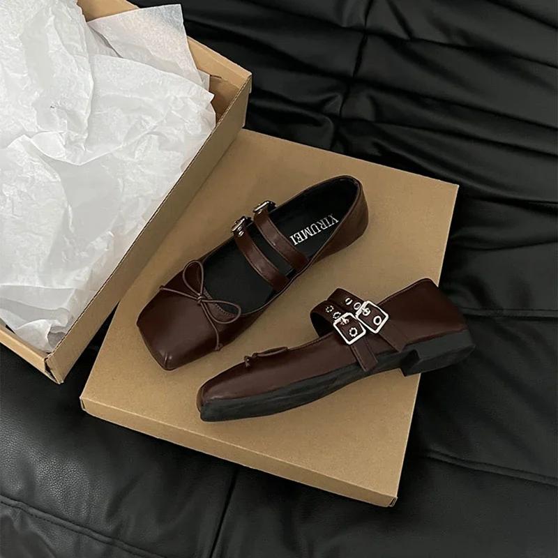 Fashion Designer Spring Women Mary Jane Shoes Fashion Square Toe Ladies Comfort Soft Sole Flats Women's Comfort Ballerinas Shoes