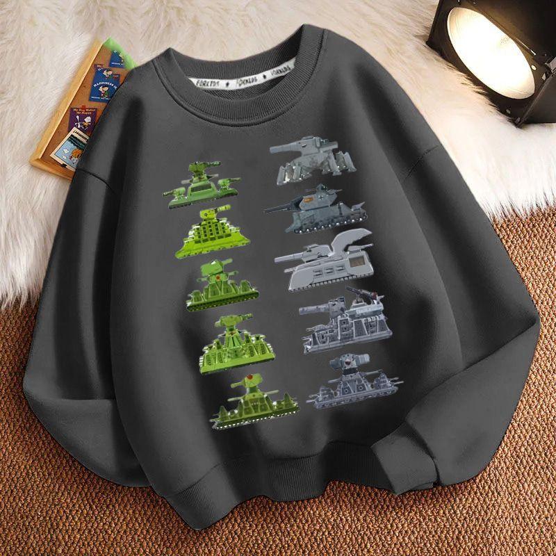 Children's Fashion Tank Sweatshirt for Autumn and Winter, Loose Long-sleeved Sweatshirts for Boys and Girls