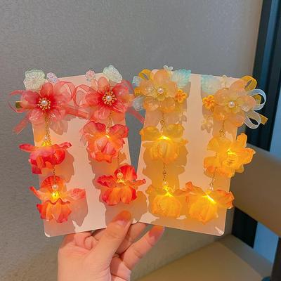 Luminous Flower Hair Clip for Women & Girls - Christmas Hanfu Style Side Bangs Headdress