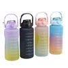 Water Bottle Gradual Change Color Large Capacity Straw Sports Water Cup Portable Handle Three-piece Fitness Plastic Cup Gift