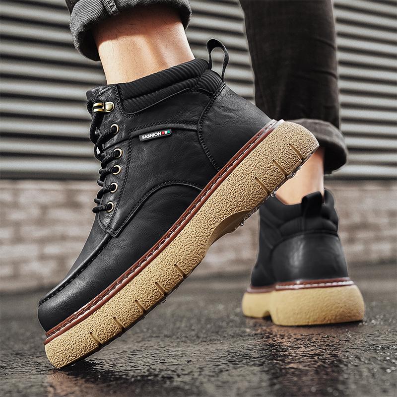 Fashion Casual men's boots New Thick Bottom Versatile Style for Autumn and Winter Business office party Outdoor quality leather shoes