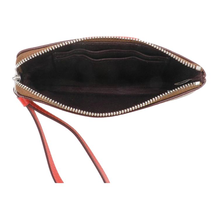 Coach Corner Zip Wristlet 16 Top Zip Closure Coated Canvas Recycled Leather Clutch Women Clutch Khaki Miami-Red Silver CS602-SVUC3