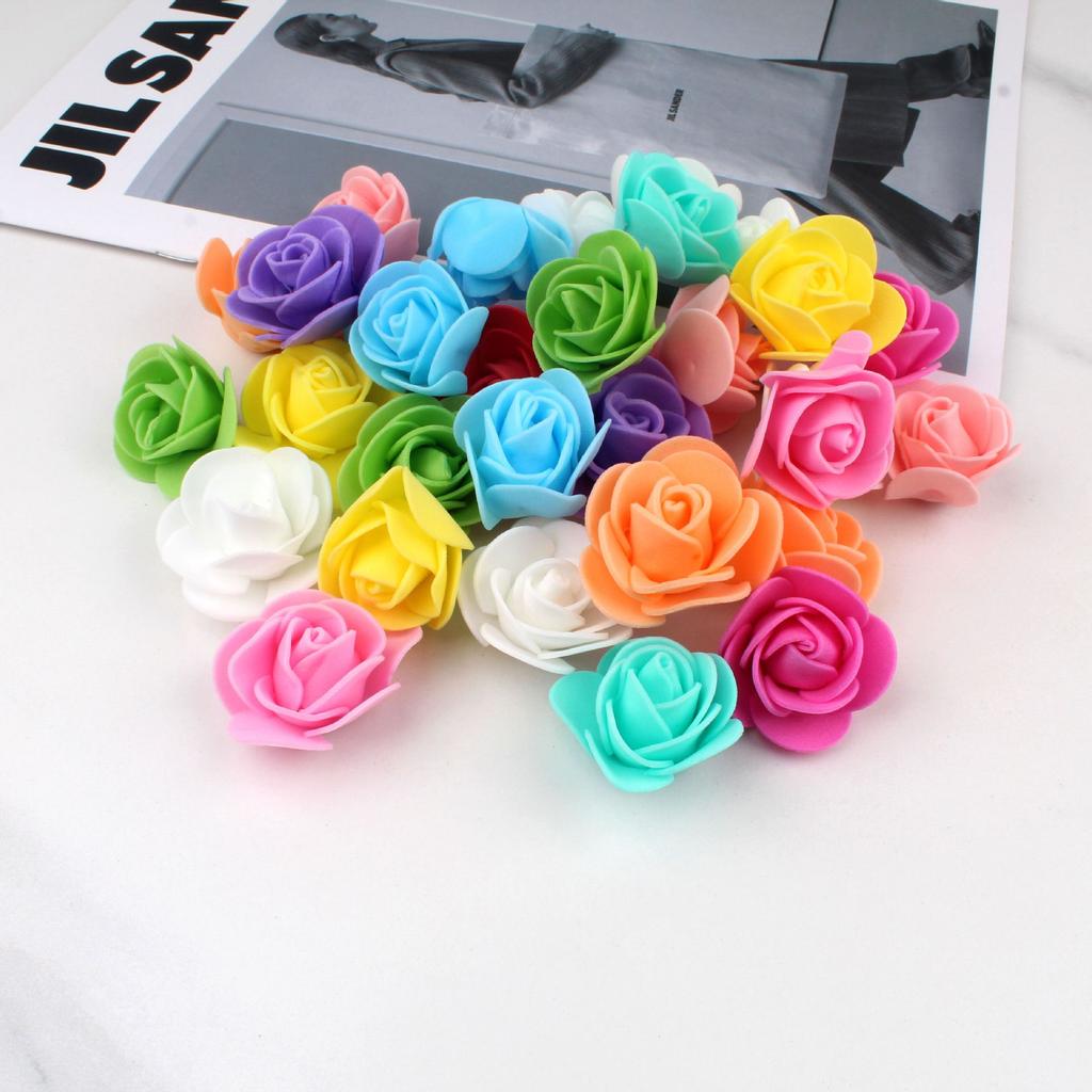 50pcs Artificial Flowers PE Foam Roses Head Bear Handmade Wedding Home Garden Holiday Party Decor Scrapbook Gifts Box Diy Wreath