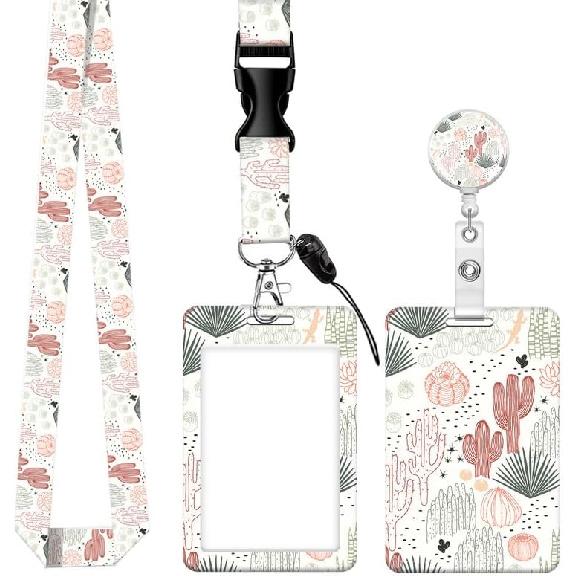 Badge Reels Retractable with Carabiner Reel Clip, ID Name Tag Work Badge Holder Belt Ferrule, Identity ID Badge Holder Cover Case for Office Work
