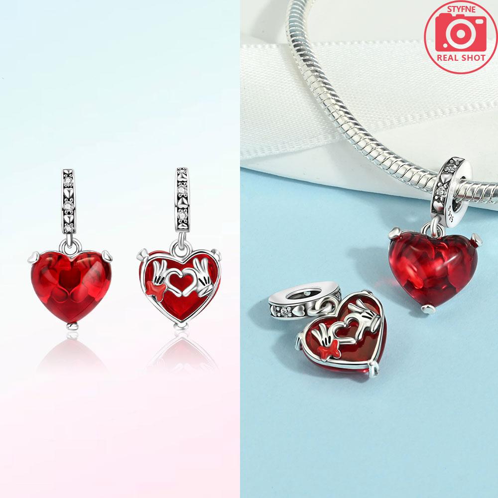 Charms Copper Original Red Heart Bicycle Love Couple Pendant Bead Fit Bracelet Valentine'S Day Fine Gift Women Jewelry Diy