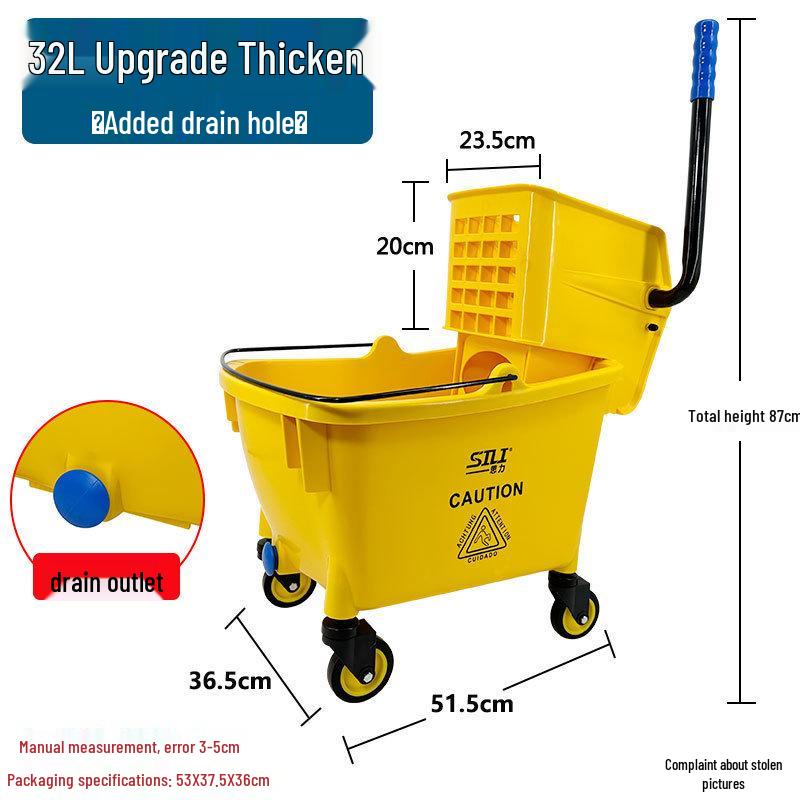 White Cloud Heavy-Duty Hands-Free Mop Bucket with Squeeze Water Extractor