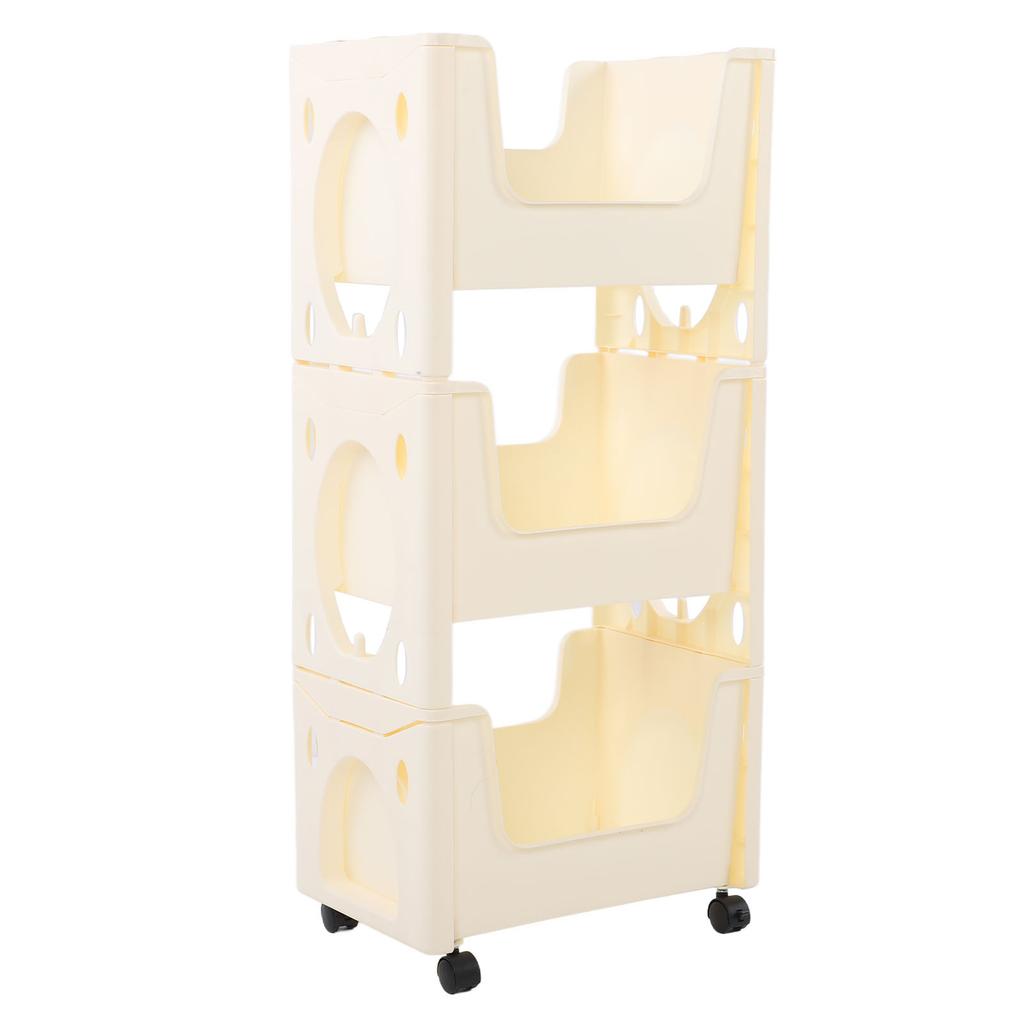 Storage Cart Large Capacity Thickened Mobile Storage Rack with Lockable Casters for Books Toys Seasoning Bottles 3 Tier