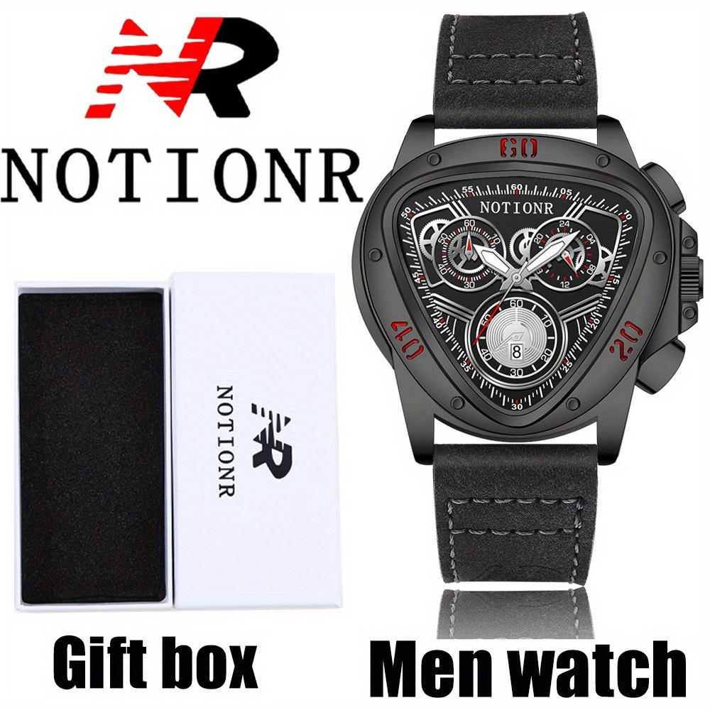 Notionr Men S Watch Casual Men S Blue Dial Date Display Quartz Watch Gift Box Packaging чёрный