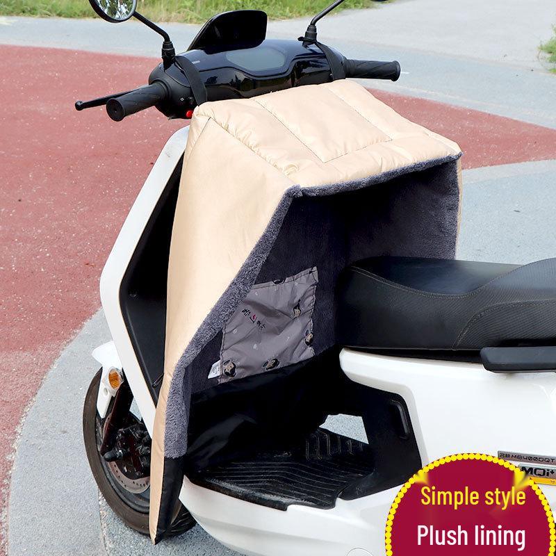 Electric Motorcycle Winter Windshield Cover - Extra Large, Fleece-Lined, Waterproof PU Leather