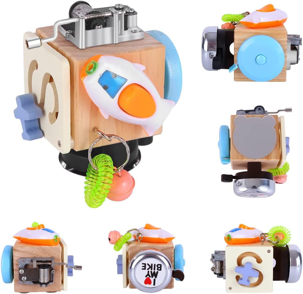 

Детский деревянный занятой куб, детские развивающие игрушки Монтессори, практические навыки хватания, обучающий замок, коробка для раннего обучения младенцев