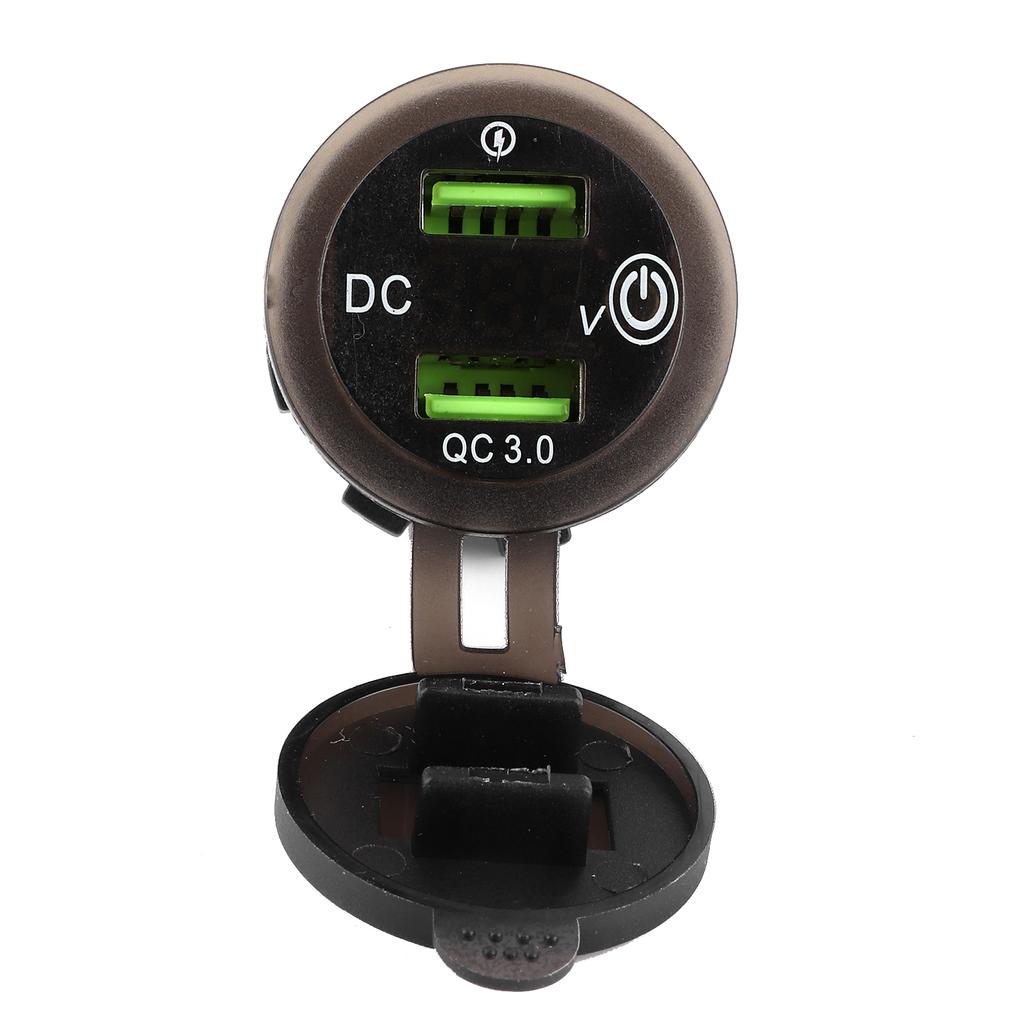 Dual-USB-Anschluss-Ladegerät QC 3.0 Schnellladung Wasserdicht mit LED-Voltmeter für Auto Boot Yacht ATV RVRotes LED-Licht