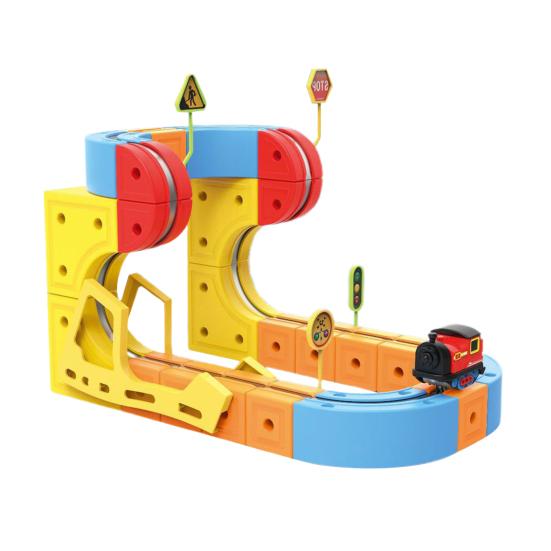 

66/84Pcs/Set Magnetic Train Track Set DIY Race Car Cube Rail Building Kit Toddlers Boys Girls Gravity-Defying A