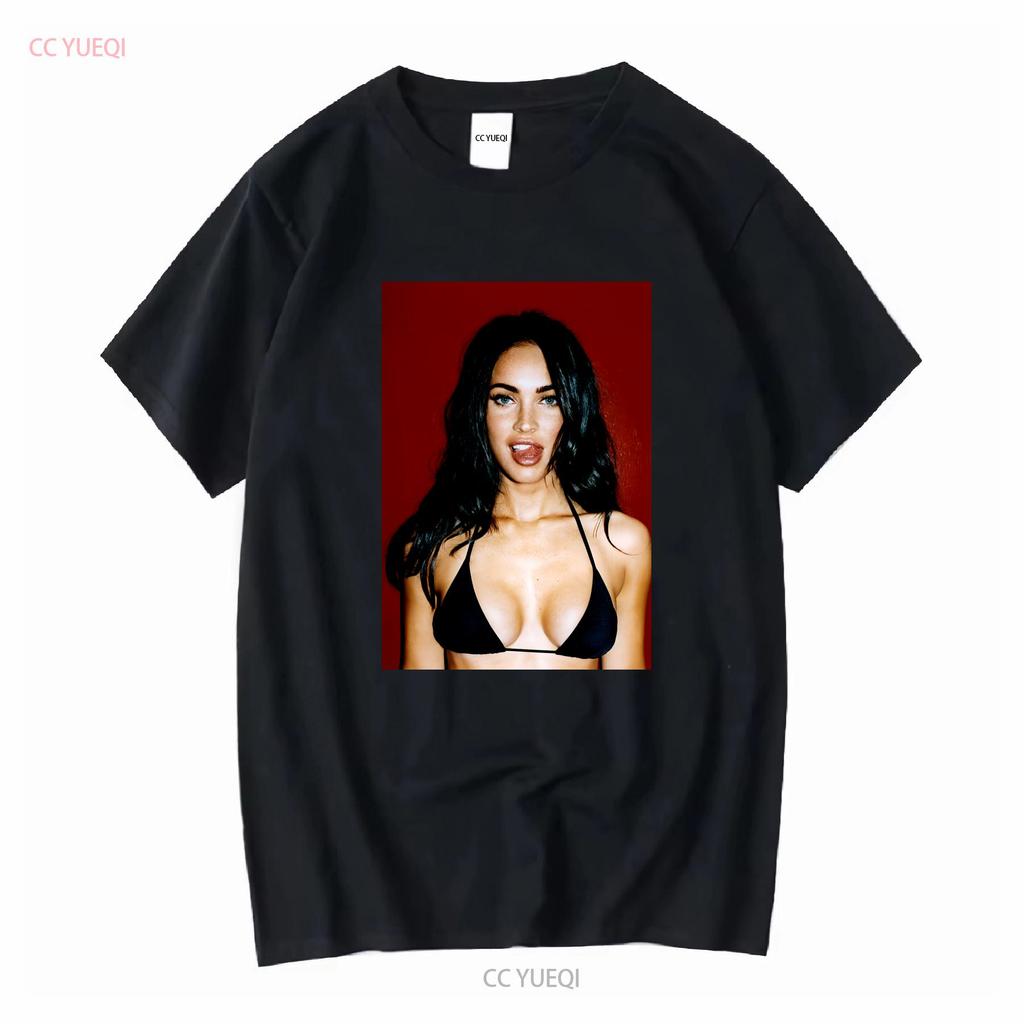 Megan Fox T Shirt Long or Short Sleeves Vintage Washed Casual Graphic Top For Everyday Wear Versatile Stylish Streetwear Homme