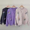 New ArrivalS Open Run Women S Flower Embroidery Scalloped Round Wool Knit Cardig