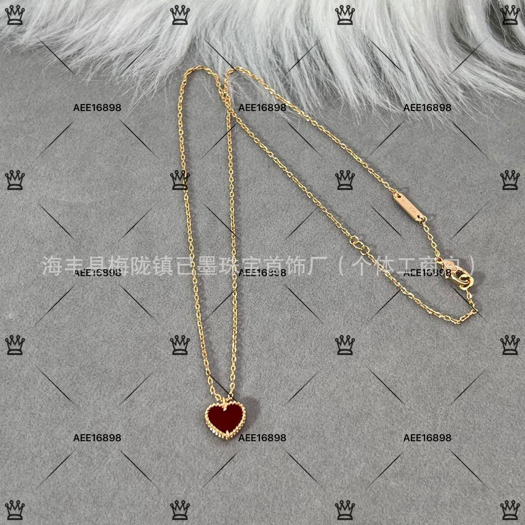 Gold Heart 925 Sterling Silver Rose Gold Plated Red Heart Choker Necklace, Stud Earrings & Bracelet Women's Set