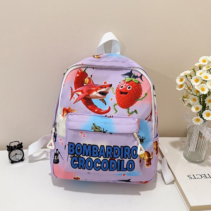 

Tungtung Sahur Cartoon Kids Backpack With Breathable Nylon For Kindergarten Daily Use фіолетовий