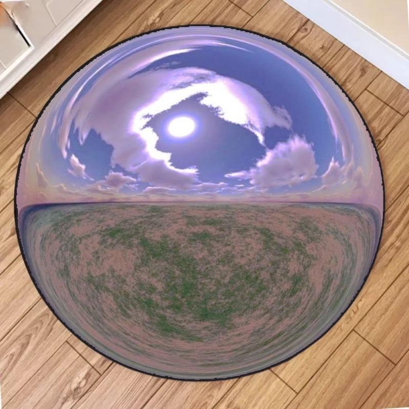 

Round Rug with Playful Light Bulb & Fish Tank Print – Soft, Non-Slip, Durable for Living Room Diameter 60cm