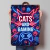 Cats and Gaming In Neon Lights Gamer Metal Poster Customized Wall Art Retro Vintage Tinplate Signs for Modern Home Decoration
