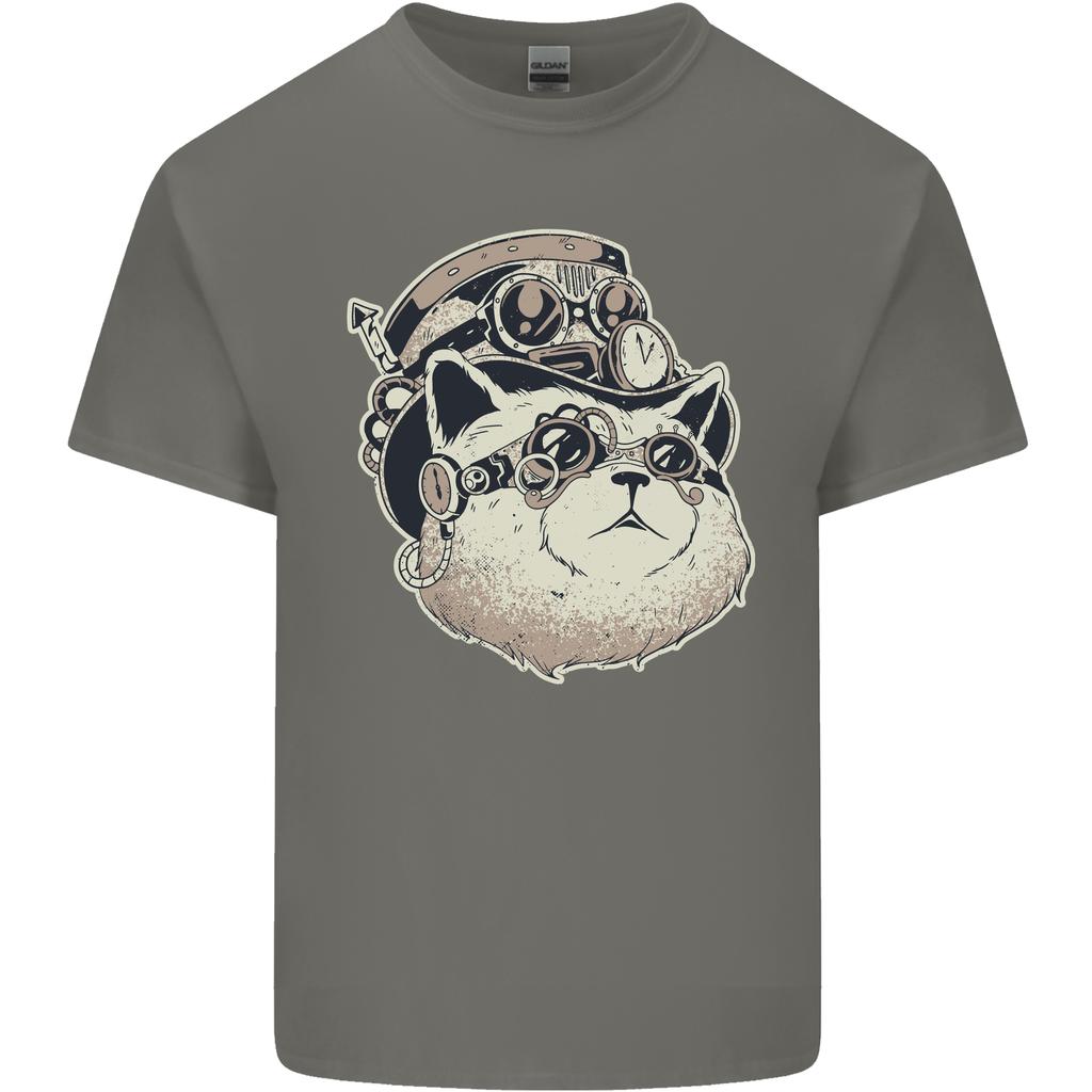 Steampunk Cat Unisexs Light Cotton TShirt