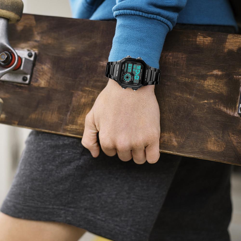 50M Waterproof Outdoor Sports Wristwatch Countdown Timer Digital Watch with LED Backlight Dual Time Alarm Sports Wrist Watch