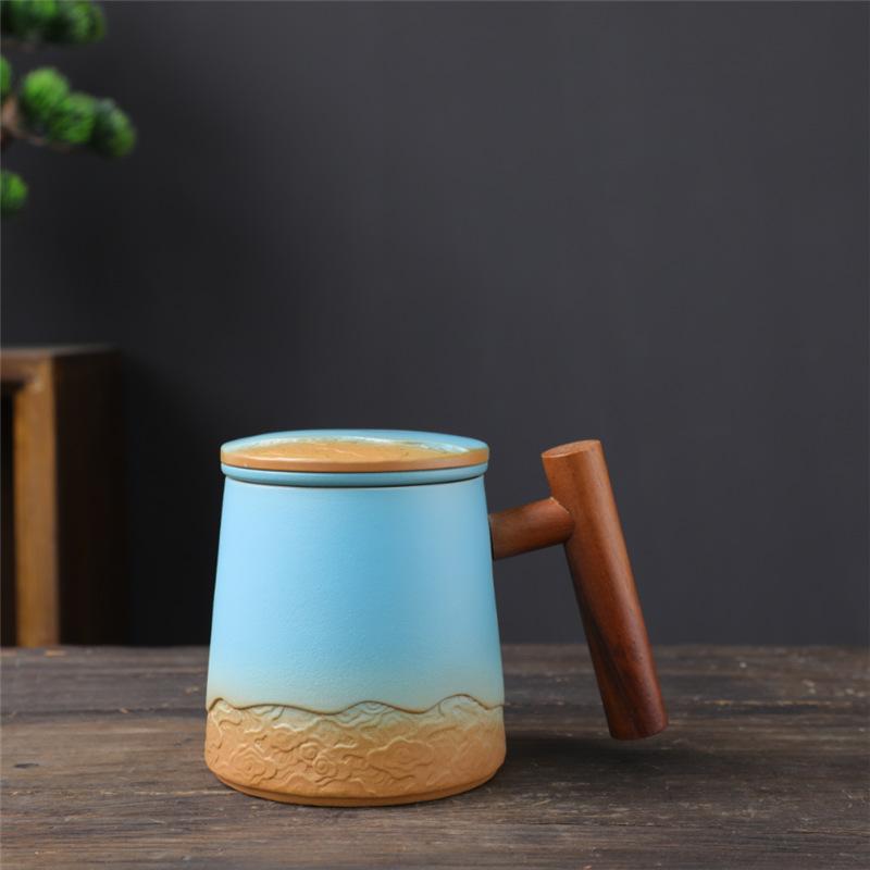 Business Gifts Ceramic With Lid And Filter Office Tea Cup With Hand Gift Tea Separation Gift Box