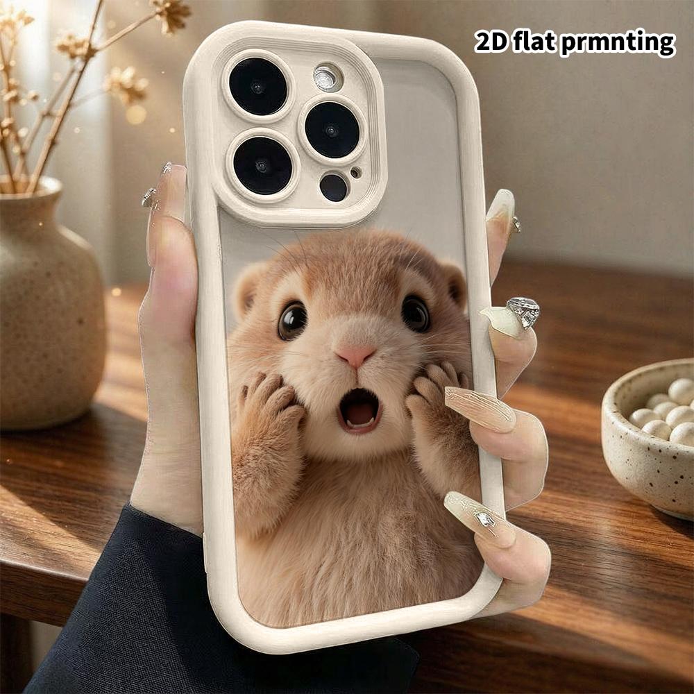 Phone Case: 2D Flat Design for iPhone 13 To 18 Pro, Stepped Protective Case, Surprised Groundhog, Christmas and Halloween Gift