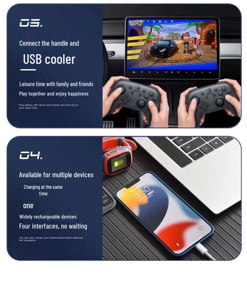 Compatible with Tesla Model 3/Y Docking Station: Central Control Type-C Phone Charger & 27W USB Expander