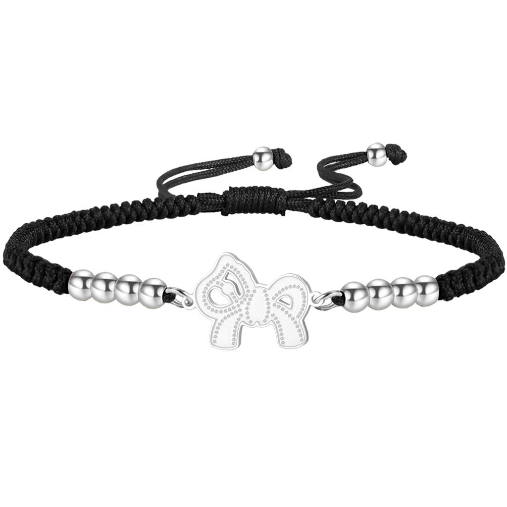 Stainless Steel Romantic Bowknot Bracelet Dainty Horse Pendant Bracelet Cute Pony Rope Bracelet for Women Jewelry Gift for He