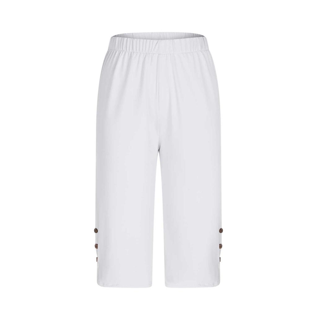 Kadın Düz Renk Slim Fit Sportif Yedi Çeyrek Pantolon