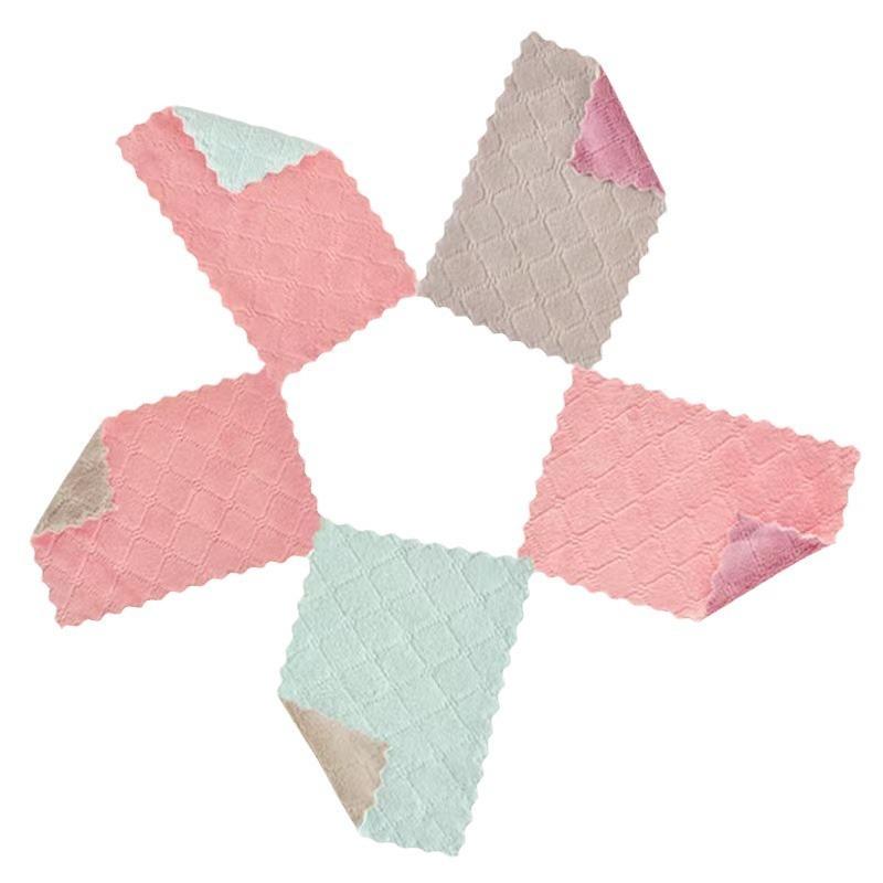 Asciugamano in Pile di Corallo Strofinaccio da Cucina Panno Stampato Bicolore Double-face Spesso Assorbente Panno per Pulizia Spugna Abrasiva
