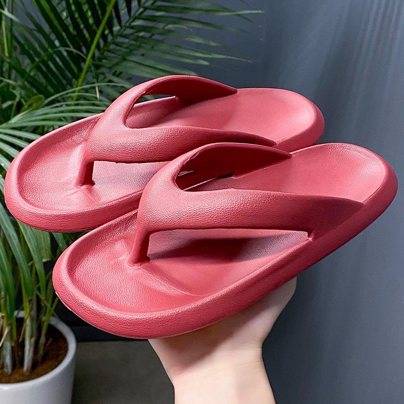 Flip-flops women's summer clip beach couple's new foot thick-soled outer wear sandals men's bathroom bath non-slip slippers