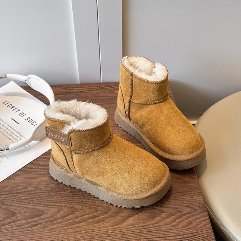 Children's Non-slip Soft-soled Snow Boots Boys' Thickened Fleece-lined Short Boots Warm and Breathable Cotton Boots