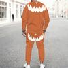 Men Orange Color Block Leopard Pumpkin Sunflower Print Long Sleeve Sweatshirt Jogger Pants Two Piece Suit