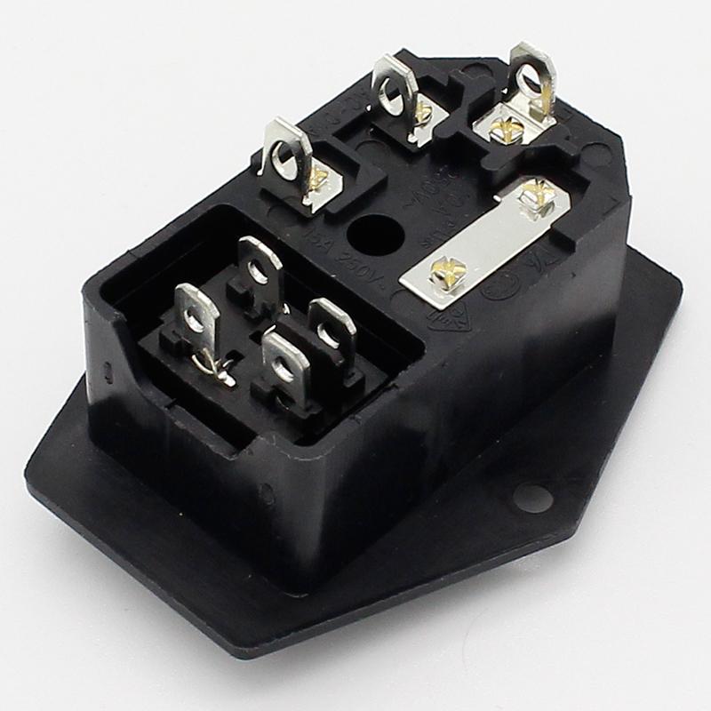 5pcs  brass part  with 10A fuse  power socket with Rocker Switch ac socket 3 Terminal Power Socket with Fuse Holder Connector