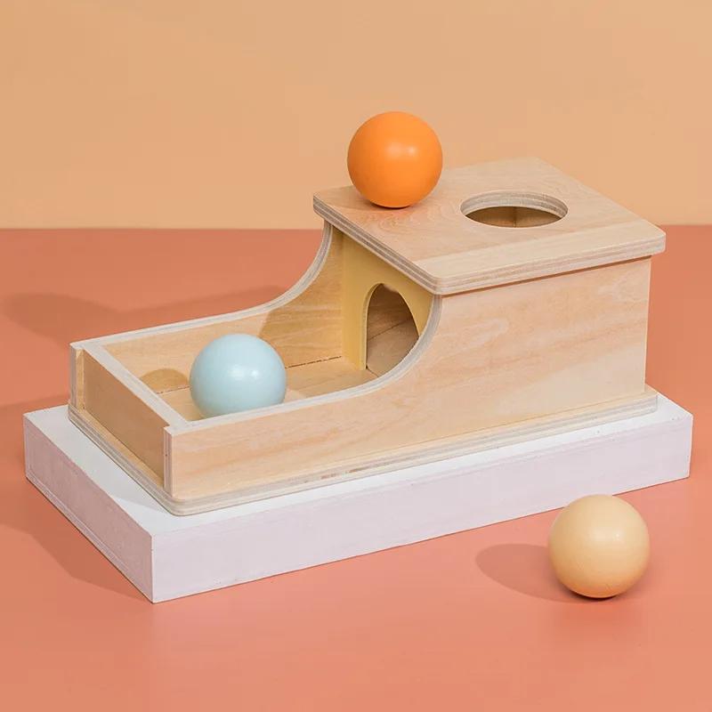 Kid Educational Toy Children Montessori Object Permanence Box Hammer Box Macaron Wooden Toys Coin Ball Sensory Matching Toys