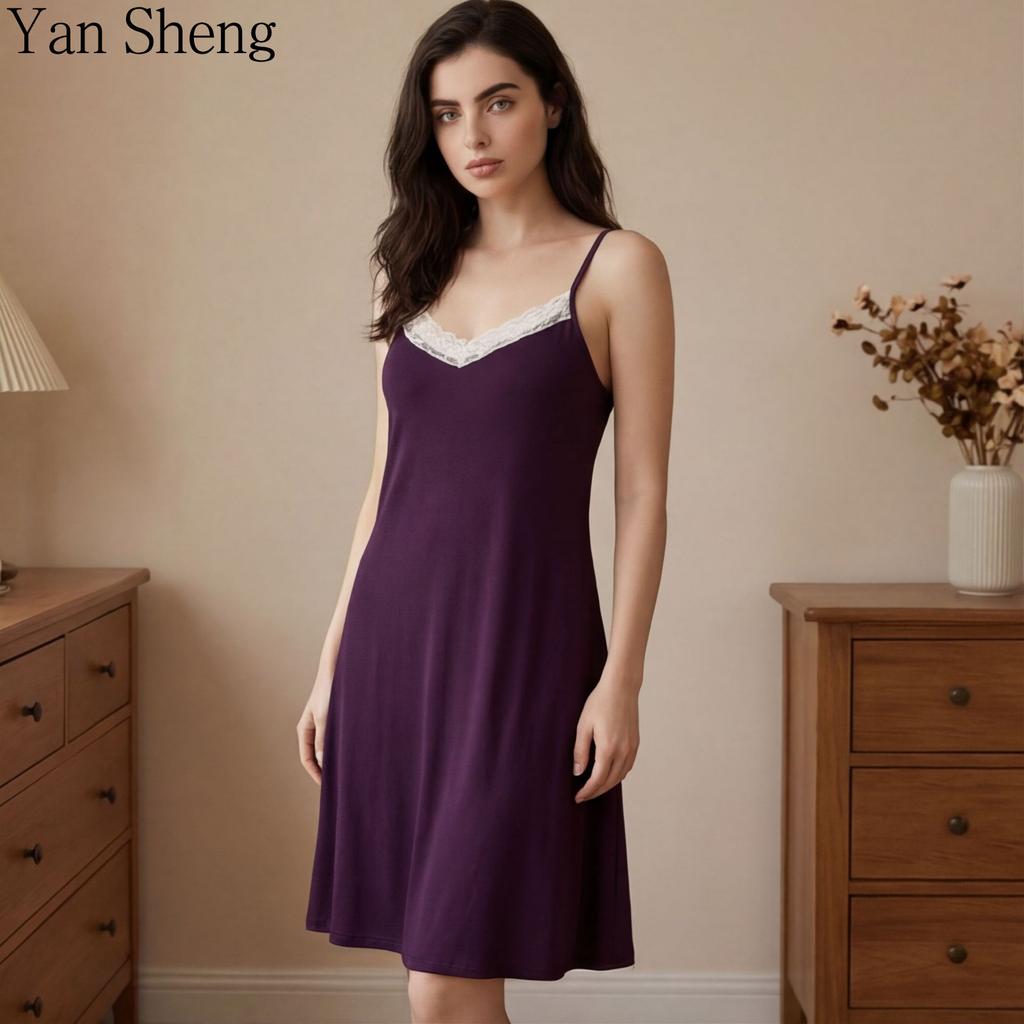 New Arrival Women Sexy Lace Sling Nightgown Summer Ladies Soft Pajamas Home Sleep Dress