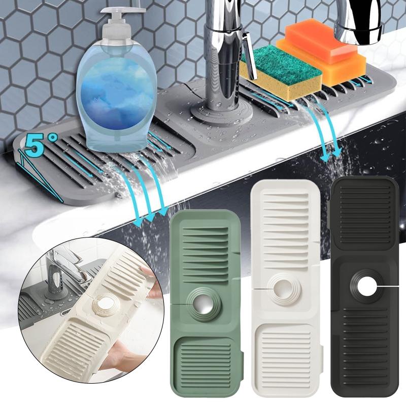 Kitchen Silicone Faucet Mat Faucet Water Catcher Mat Sink Splash Pad Household Countertop Protector Bathroom Splash Guard 1PC