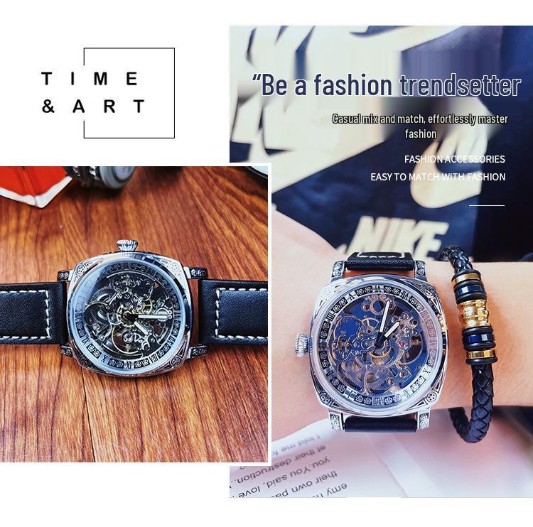 Fenshi FENSIR 8837 Men's Automatic Mechanical Watch - Hollow Design, Waterproof, Casual Belt.
