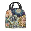 Decorative Boho Floral Print Lunch Bags Insulated Bento Box Lunch Tote Leakproof Picnic Bags Thermal Bag for Woman Girl School