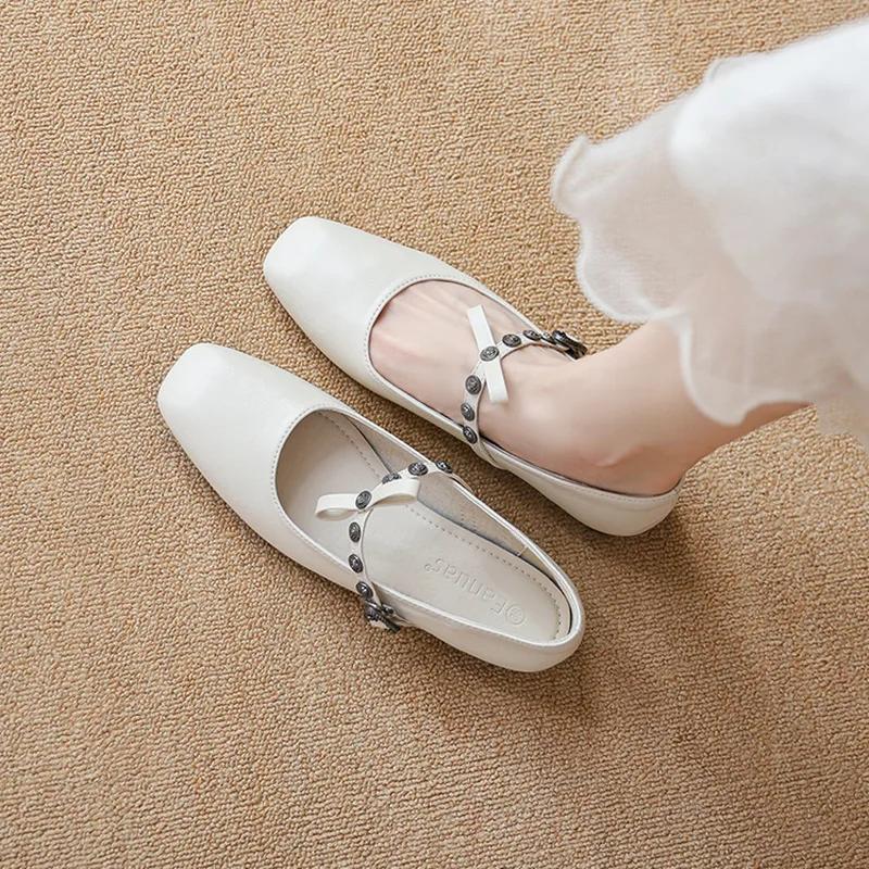 New Designer Women Flat Shoes Spring Square Toe Mary Jane Shoes Girl Fashion Slip-on Loafers