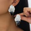 Women's High-End Pleated Enamel Drip Earrings - Geometric Textured Studs