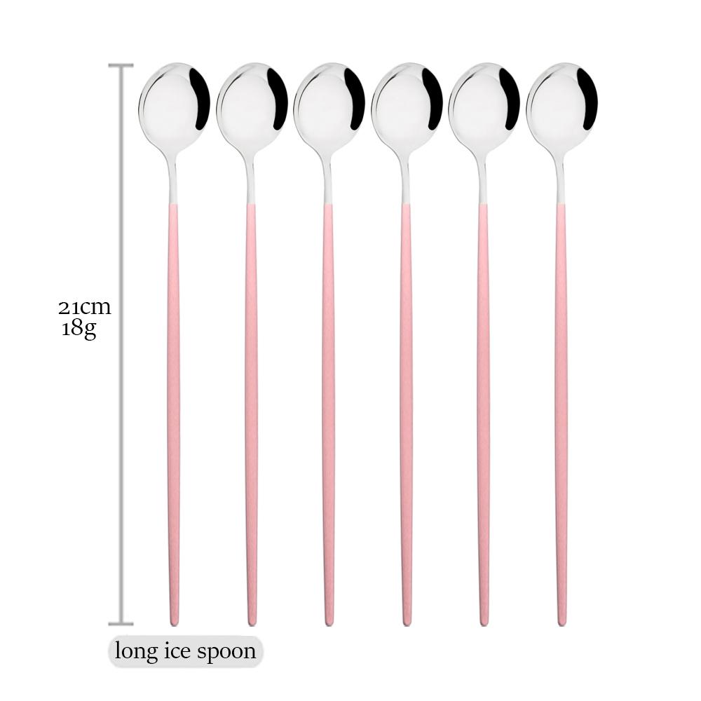 Drmfiy Spiegel Rosa Silber Besteck 6-teiliges Besteckset Edelstahl Set Tafelmesser Löffel Gabel Geschirr Küche Besteckset