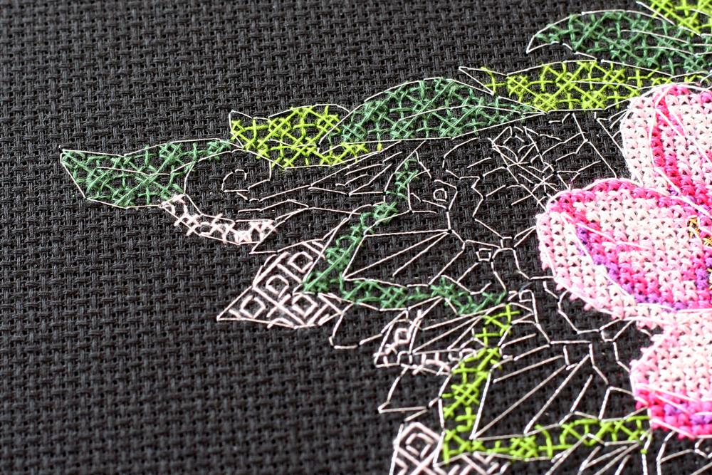 Cross Stitch Kit Abris Art Plants On a Black Background